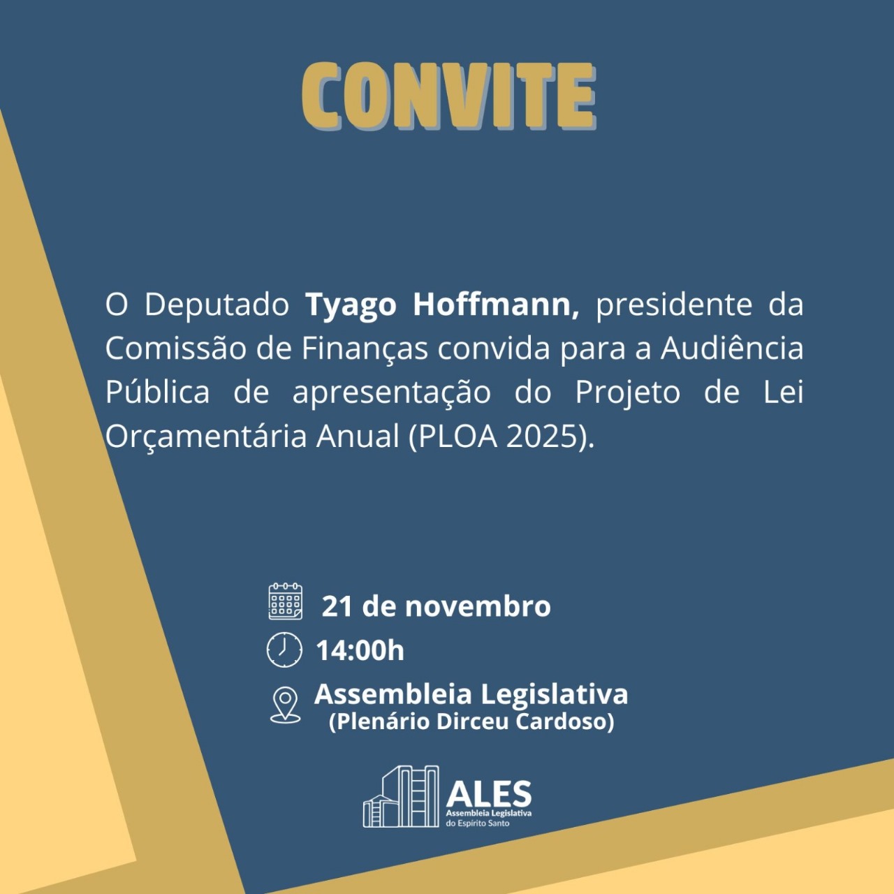 Deputado convida para audiencia púlbica na Ales