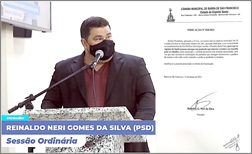 Vereador Reinaldo Borrinha agradece acatamento de sugestão feita por ele ao setor de Saúde Municipal