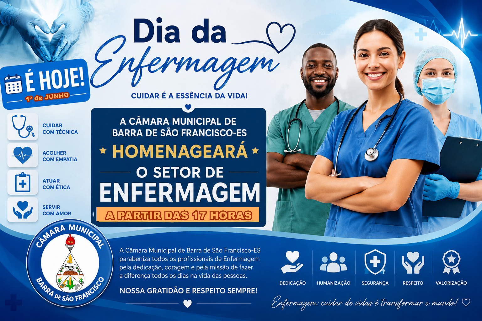 Vereadores prestarão hoje homenagem ao setor de Enfermagem