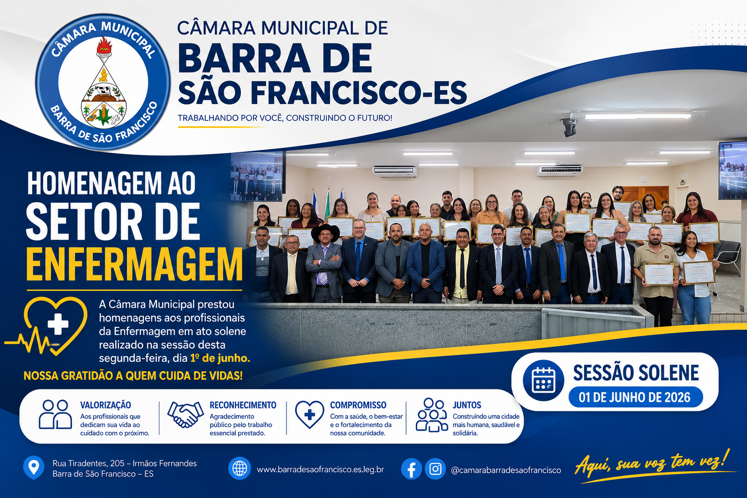 Ato Solene homenageou setor de Enfermagem nesta segunda dia 1º