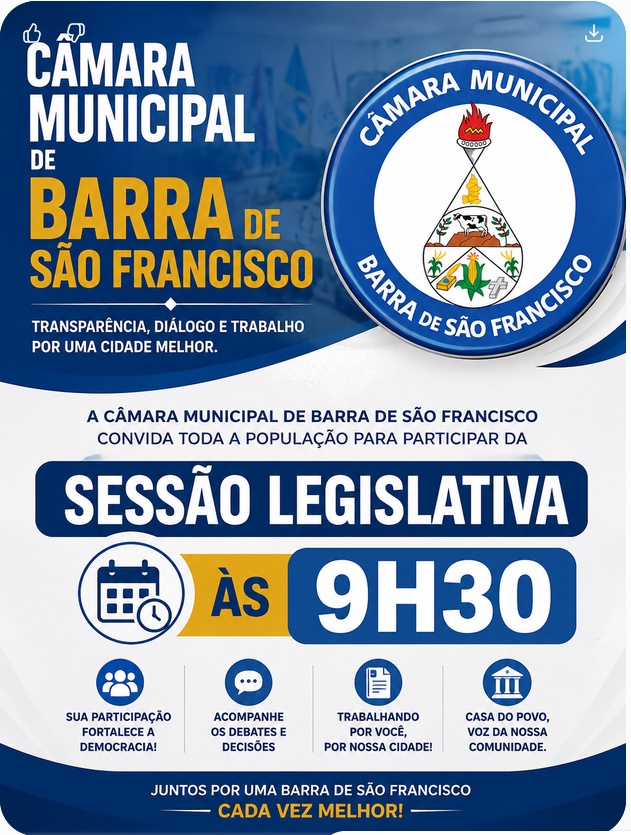 Hoje terça feira dia 30 tem sessão legislativa às 9h30
