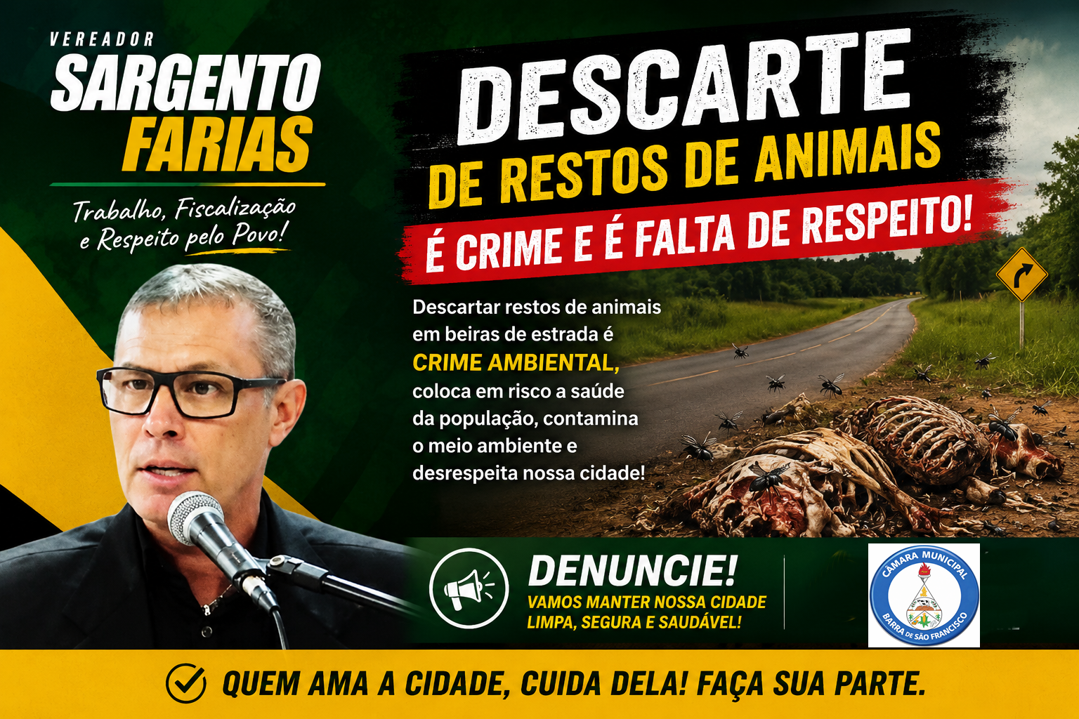 Sargento Farias denuncia descarte de restos de animais no Cº da Penha
