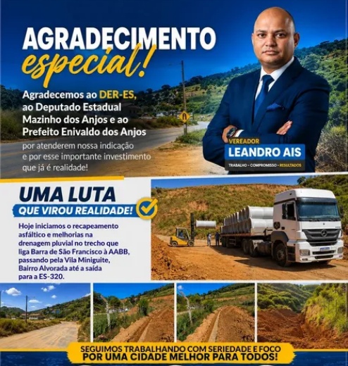 Leandro Ais agradece também pela atenção dispensada na ES-320