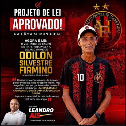 Aprovado nome do vestiário do campo de futebol de Vila Itaperuna