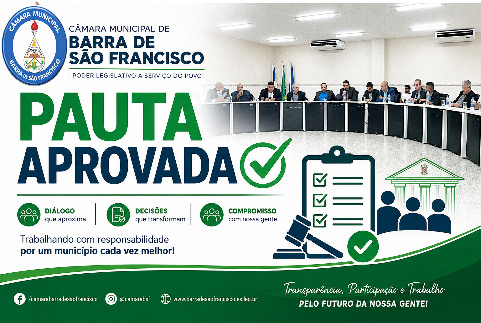 Pauta aprovada pelos Vereadores em sessão desta segunda dia 11