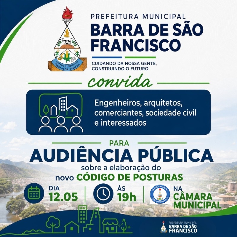 Nesta terça feira dia 12 tem Audiência Pública na Câmara Municipal