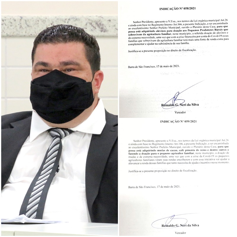 Vereador Borrinha solicita doação de mudas e alevinos para pequenos produtores rurais