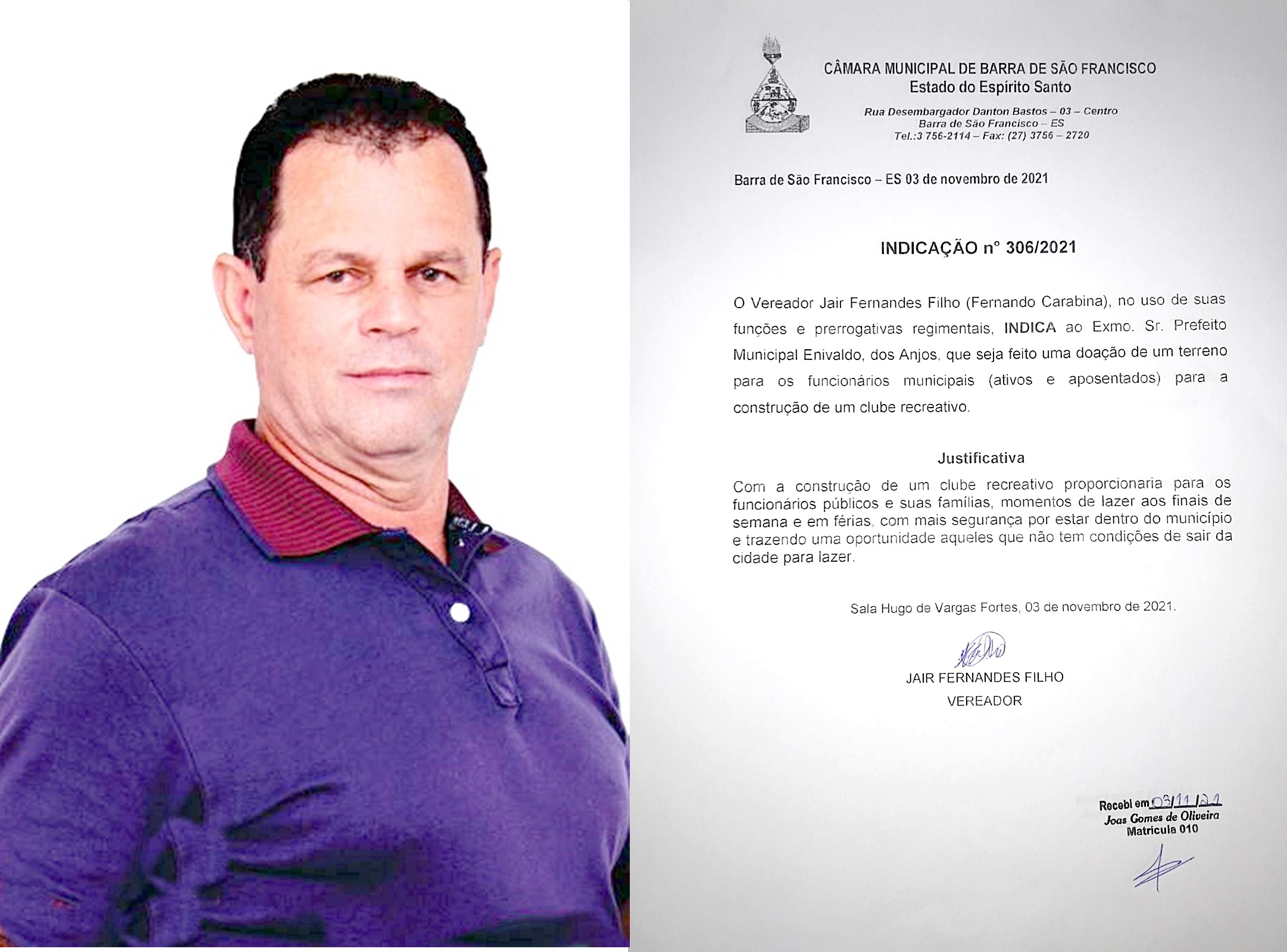 Vereador indica ao Executivo criação de espaço de lazer para funcionários públicos do município