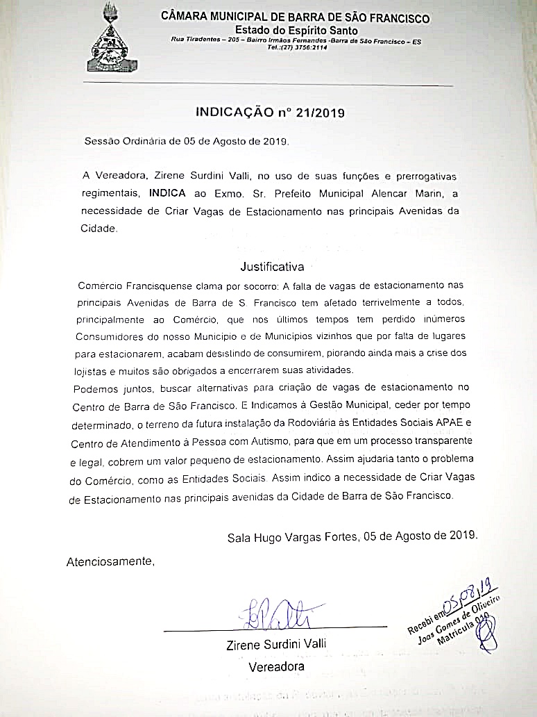 Vereadora Zirene retoma posicionamento sobre vagas de estacionamento pela cidade
