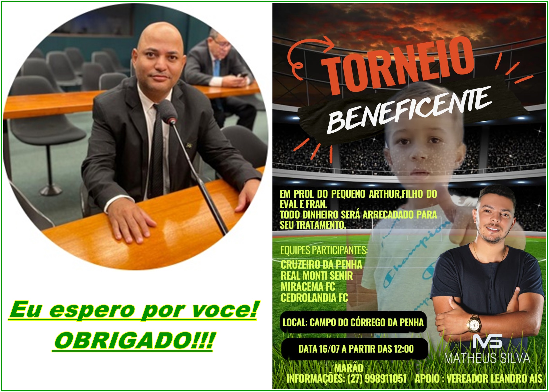 Vereador Leandro Ais convida para Torneio Beneficente