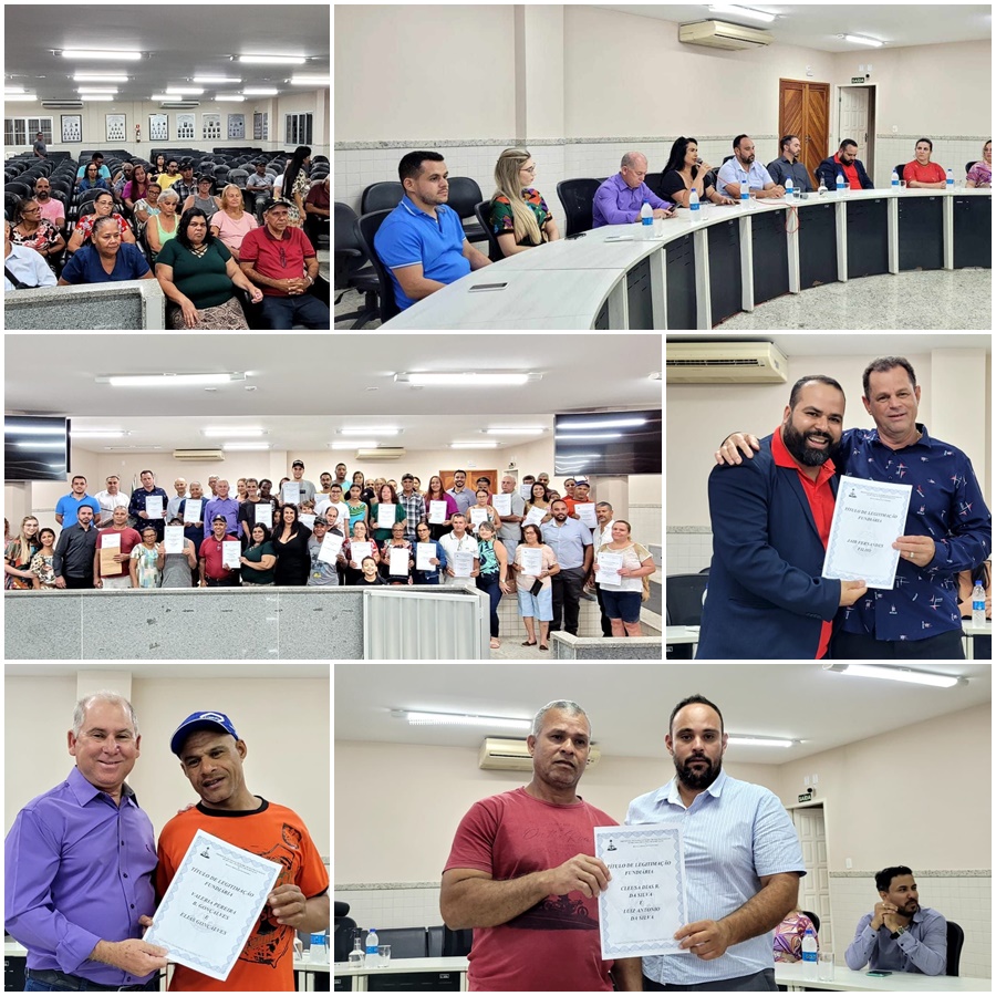  Vereadores participam da entrega de  títulos de regularização fundiária 