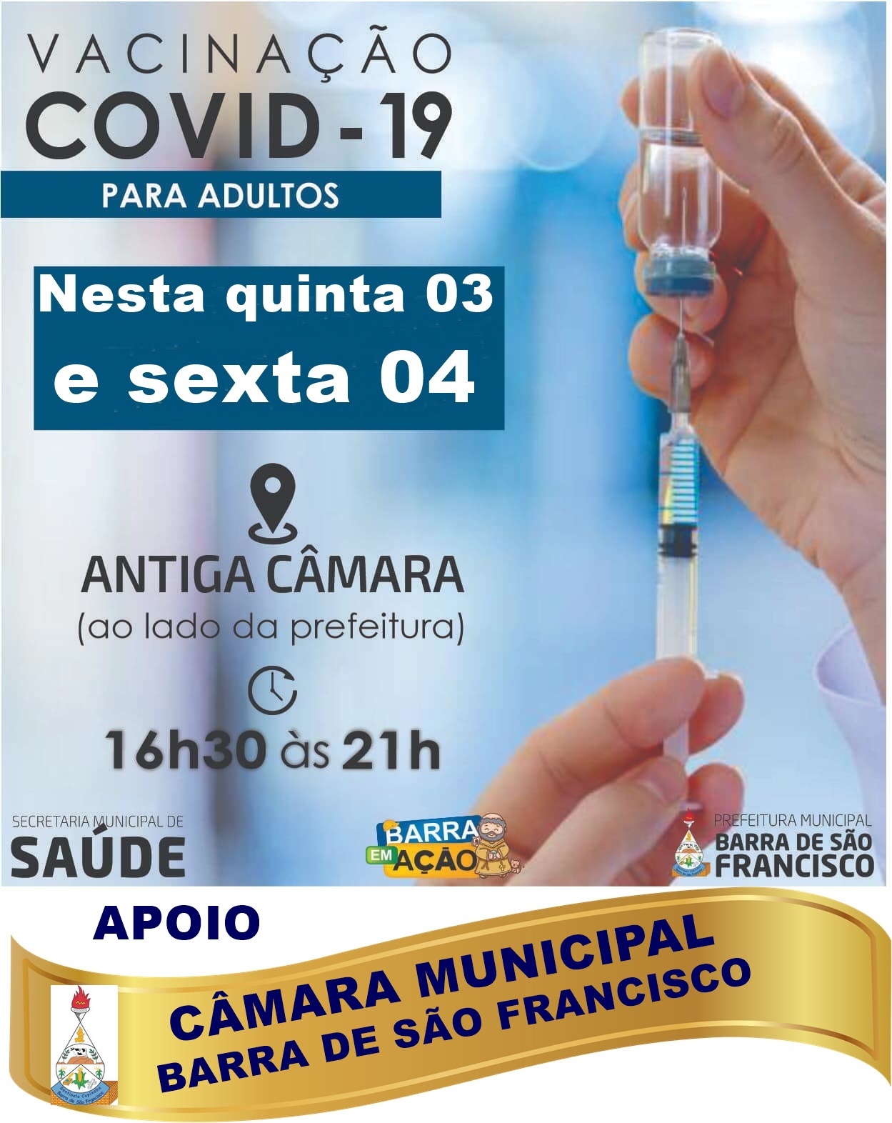 Vacinação continua. Veja locais e horários