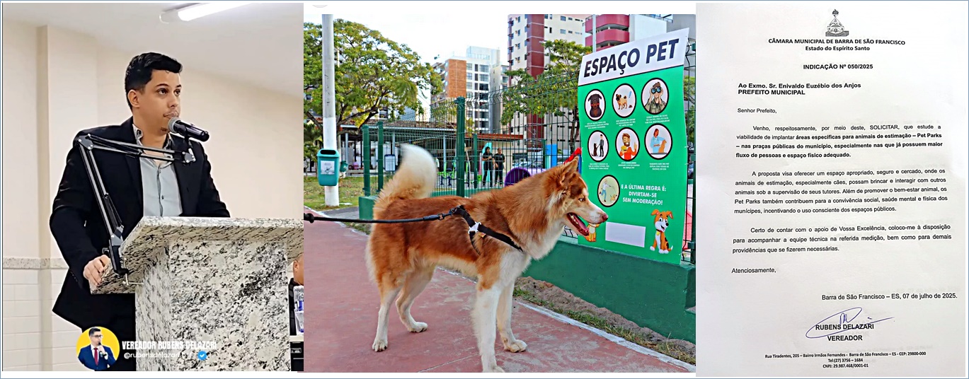 Vereador Rubens Delazari faz indicação para implantação de Pet Parks