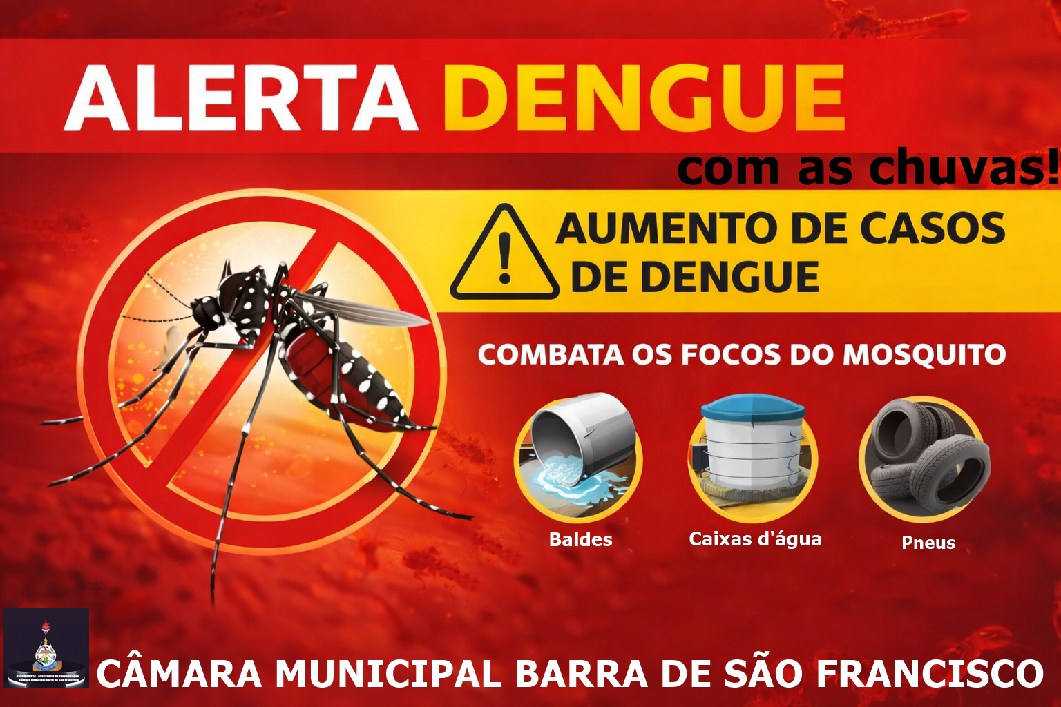 Com as chuvas é preciso redobrar os cuidados com o aedes aegypti
