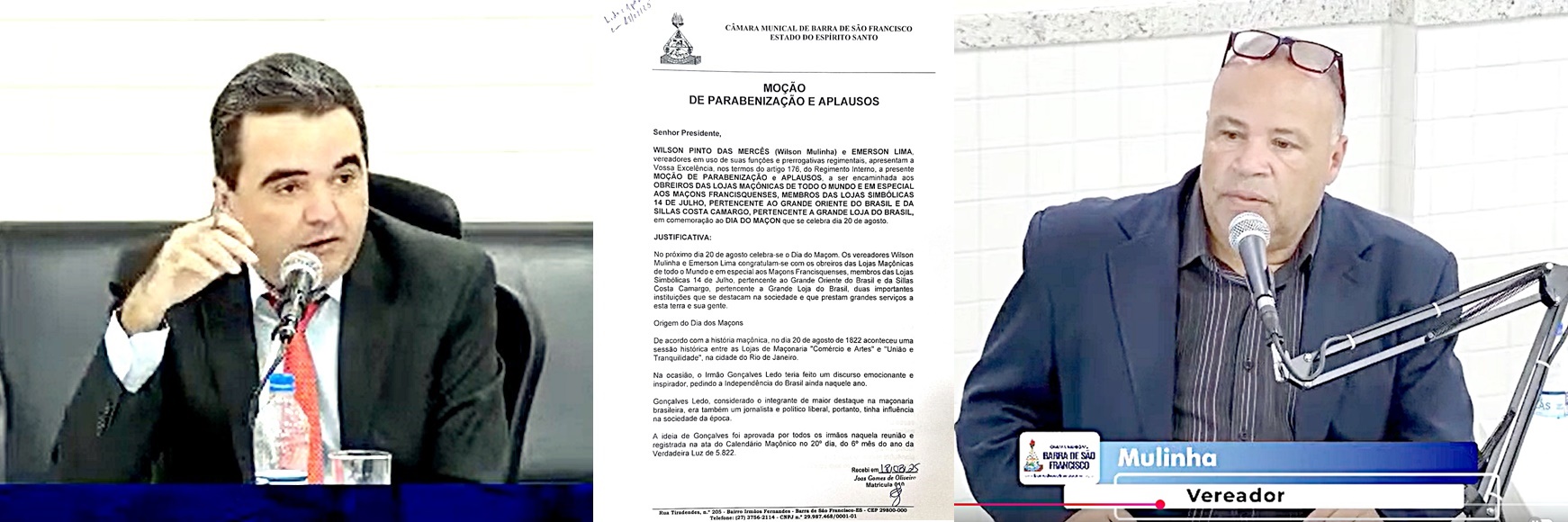 Vereadores Emerson Lima e Mulinha parabenizam Maçons
